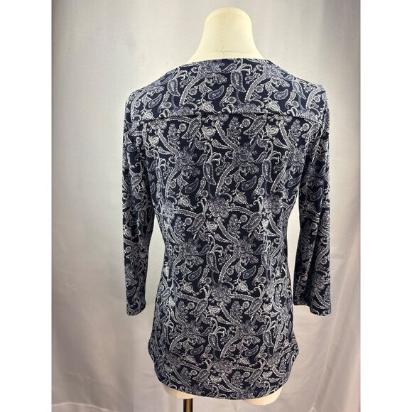 Magnolia Grace Womens Small Blue Paisley Polyester/Spandex Top With Keyhole Deta - Picture 5 of 6